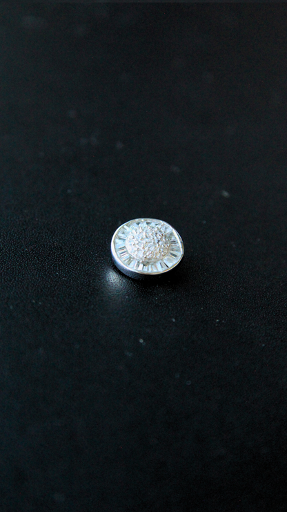 Vintage Silver Round Baguette Diamond Pendant