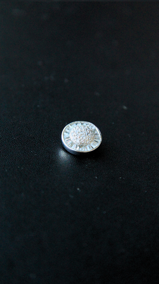 Vintage Silver Round Baguette Diamond Pendant
