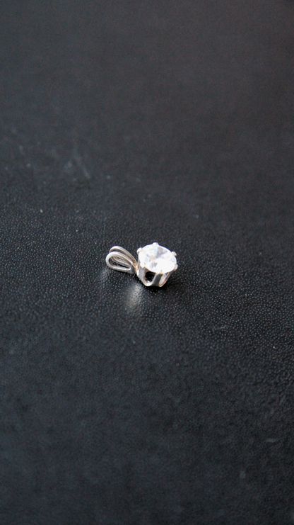 Vintage Silver Solitaire Pendant