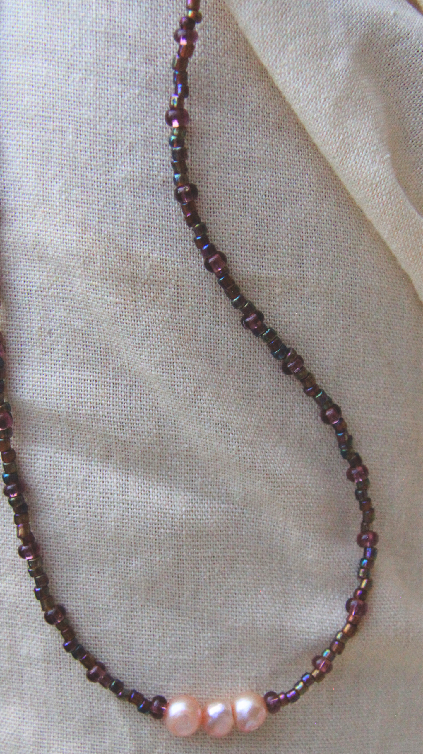 Purple & Pearl Beaded Necklace