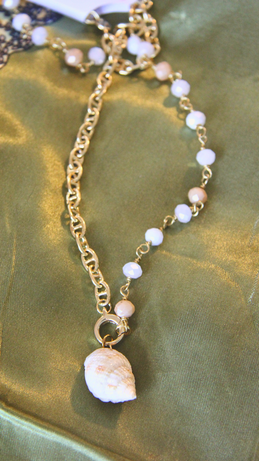 The Sandy Half Chain Beaded Shell Necklace