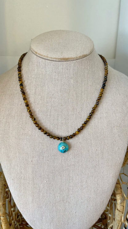 The Tiger's Eye and Turquoise Candy Gemstone Necklace