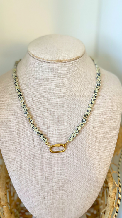 The Dalmation Jasper Carabiner Necklace