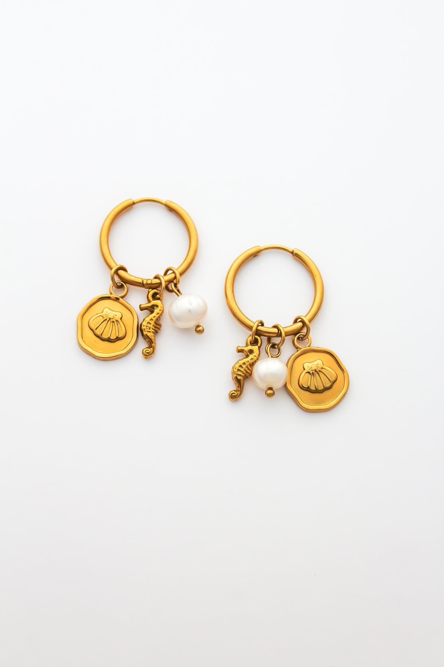 The Seahorse Coastal Charm Hoops