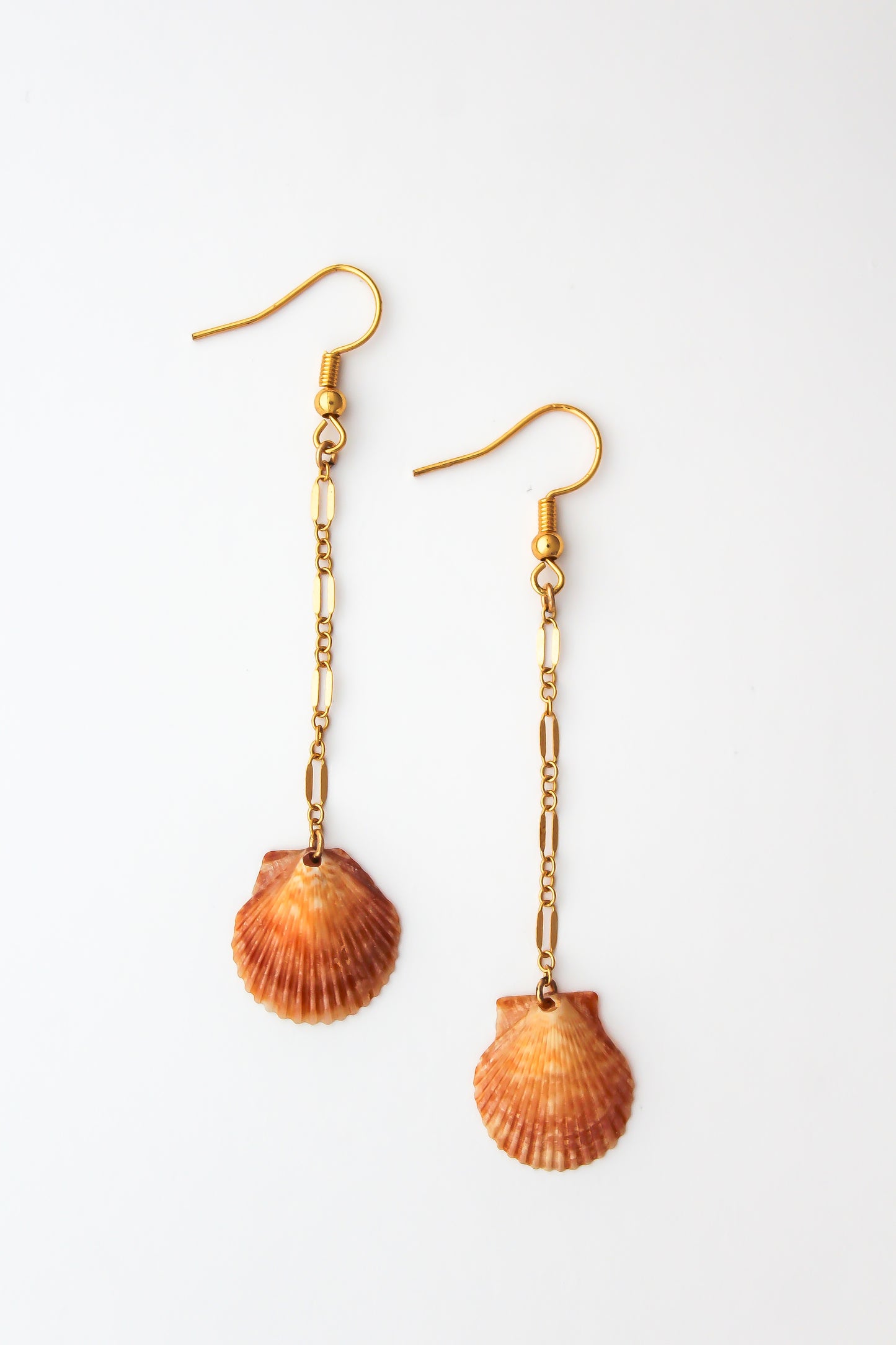 The Sequin Chain Orange Shell Earrings