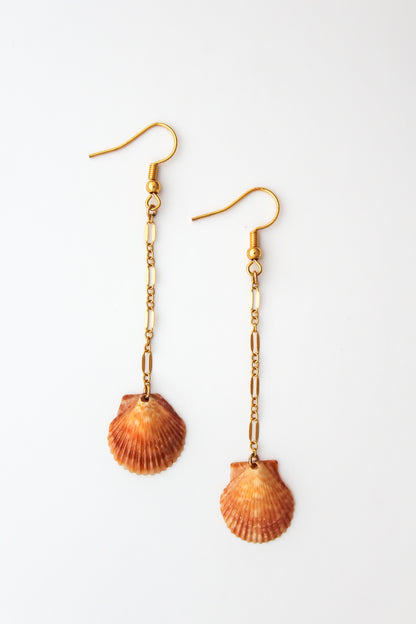 The Sequin Chain Orange Shell Earrings