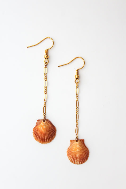 The Sequin Chain Orange Shell Earrings