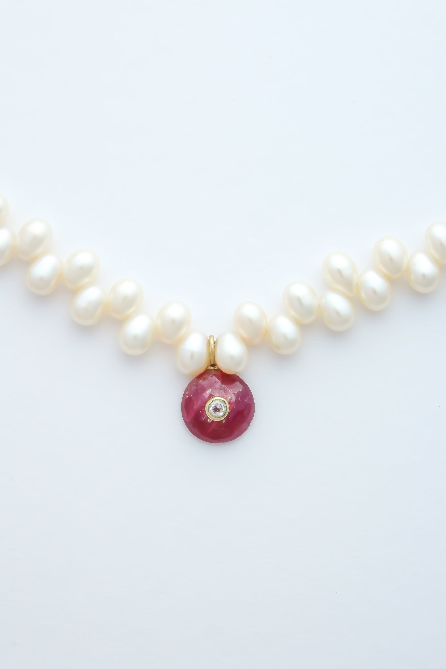 The Pearl and Ruby Candy Gemstone Necklace