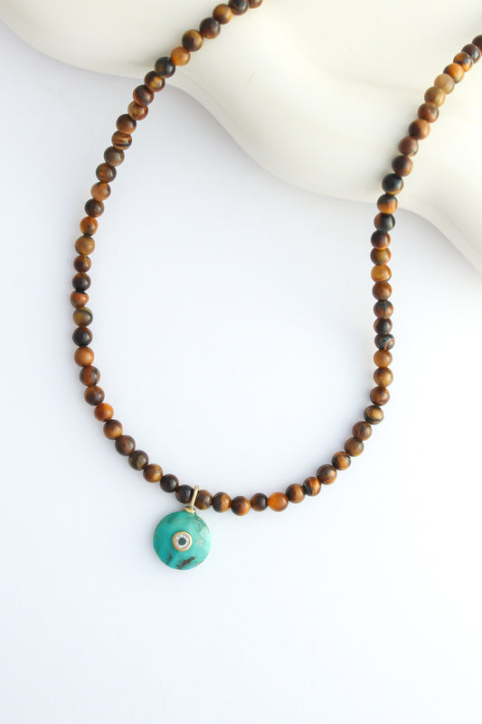 The Tiger's Eye and Turquoise Candy Gemstone Necklace