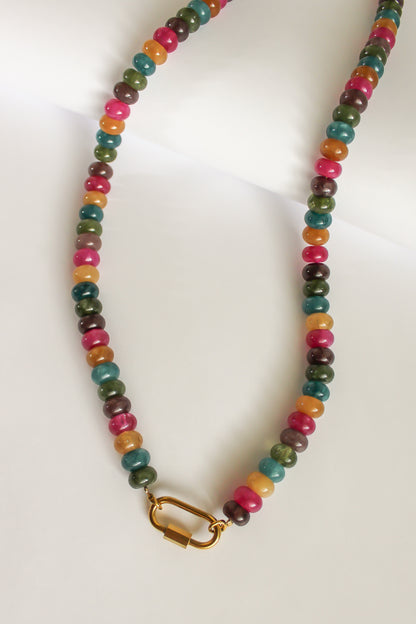 The Multicolored Jade Charm Base Necklace