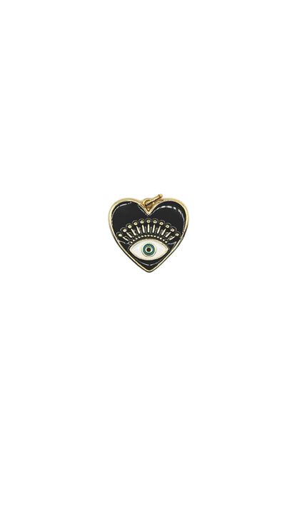 The Black Enamel Heart Eye Charm