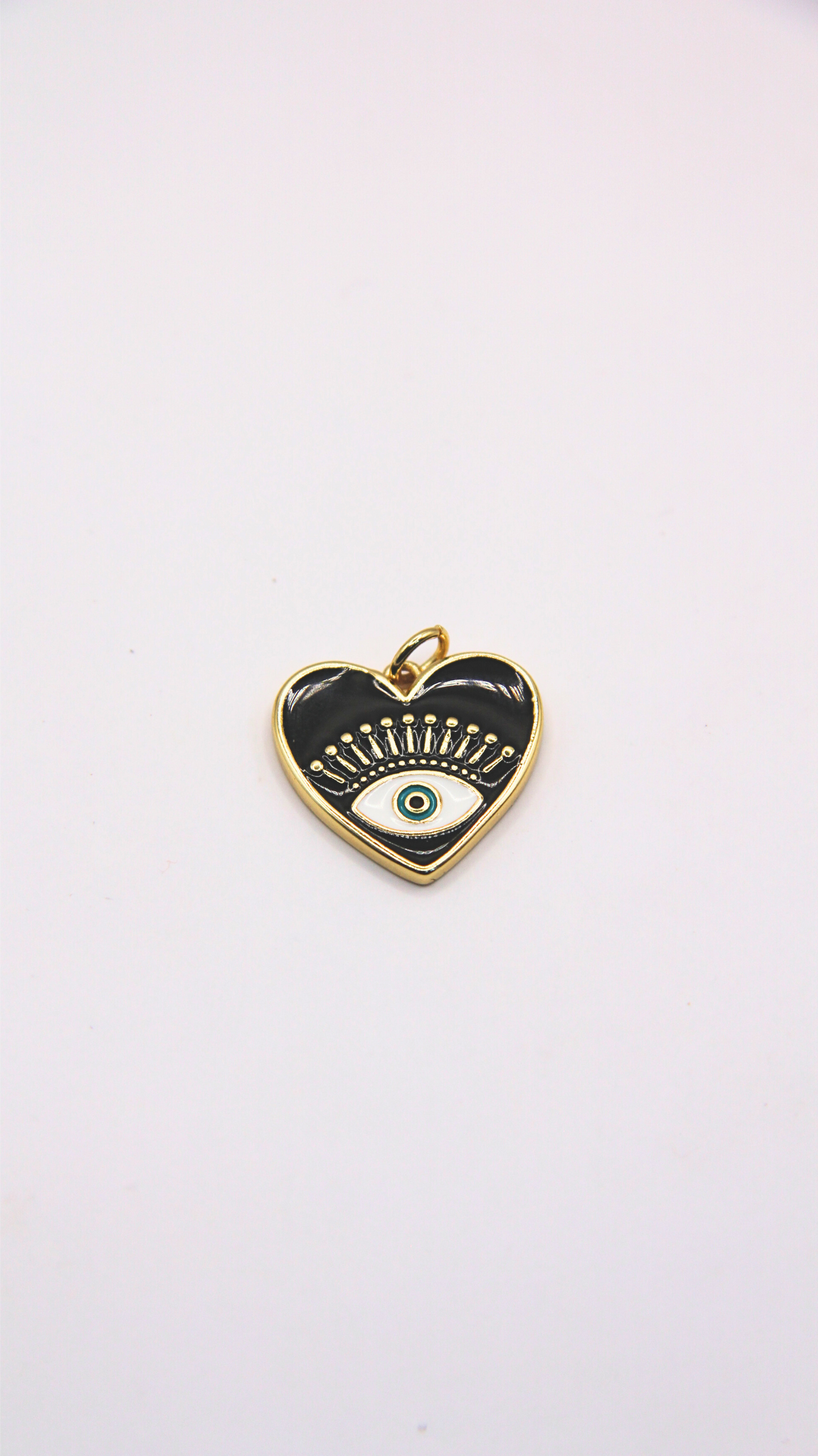 The Black Enamel Heart Eye Charm