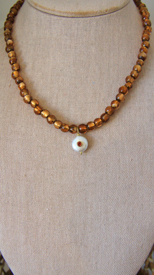The Czech Glass and Pearl Candy Gemstone Necklace