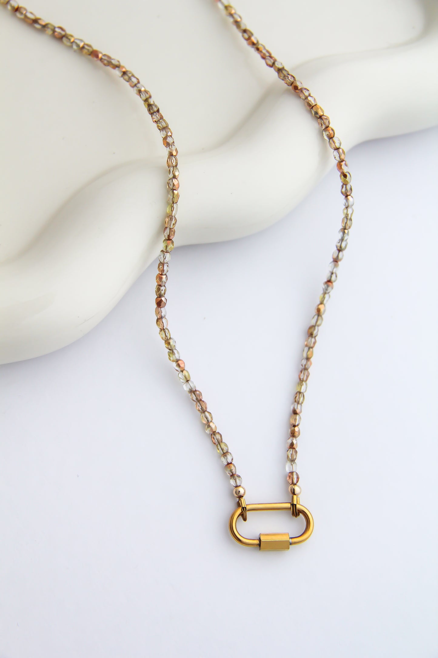 Champagne Czech Glass Charm Base Necklace