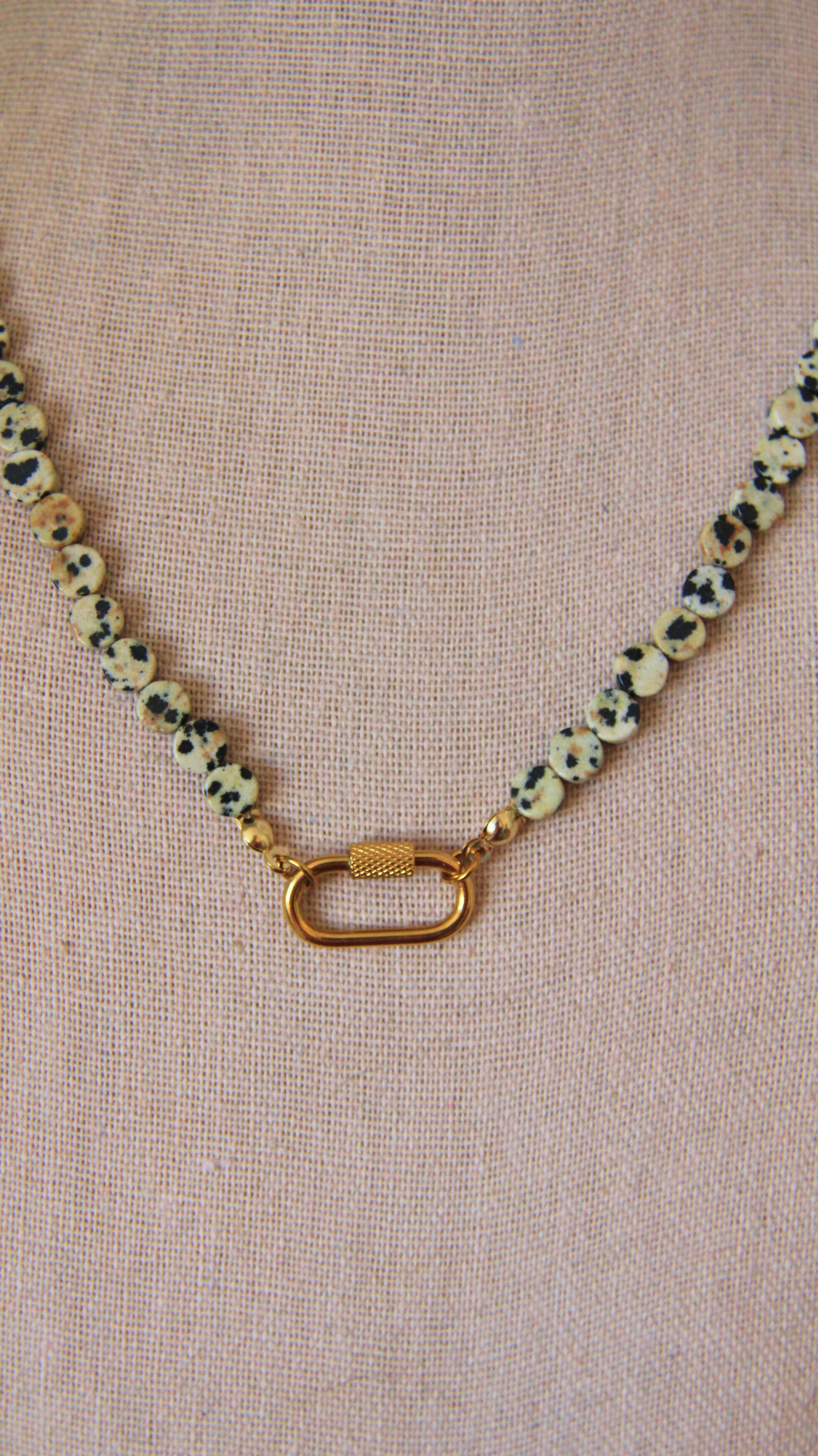 The Dalmation Jasper Carabiner Necklace