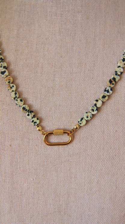 The Dalmation Jasper Carabiner Necklace