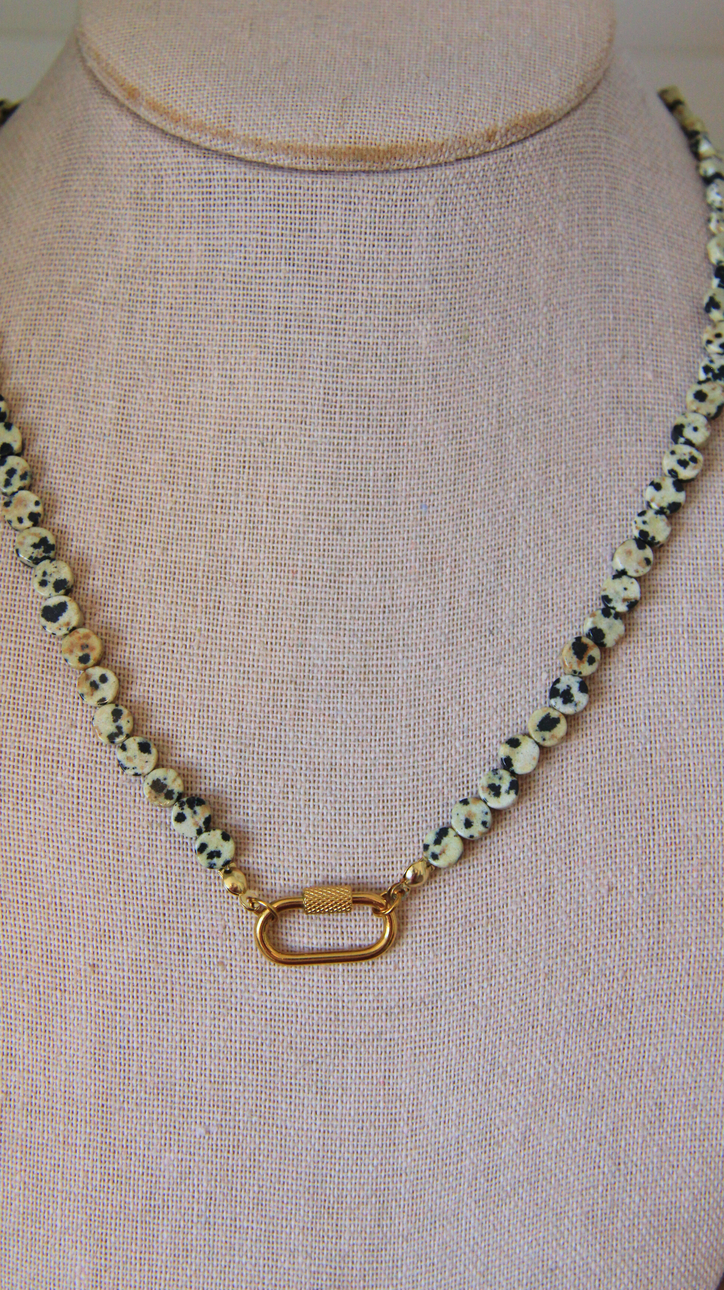 The Dalmation Jasper Carabiner Necklace