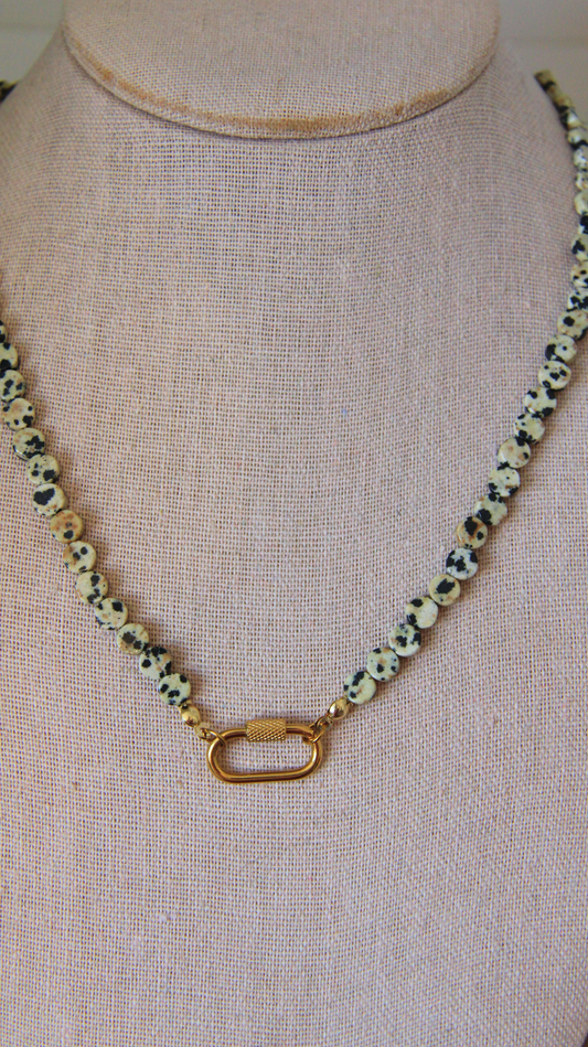 The Dalmation Jasper Carabiner Necklace