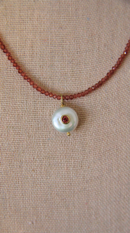 The Garnet and Pearl Candy Gemstone Necklace