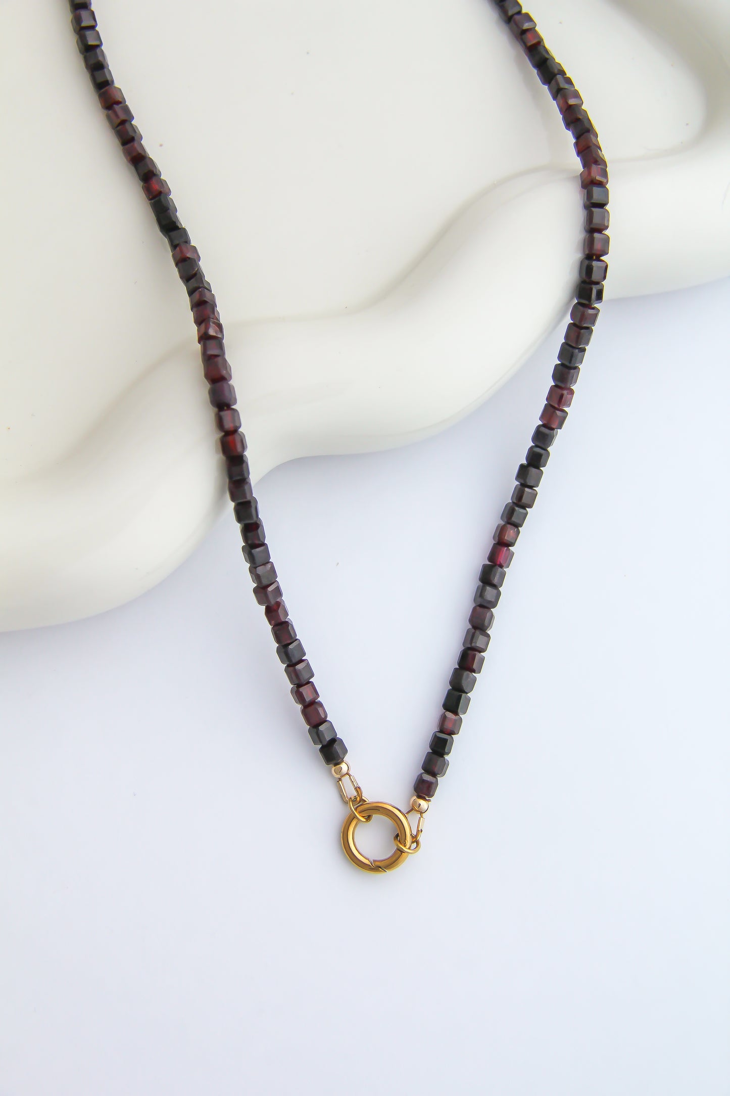 Garnet Charm Base Necklace