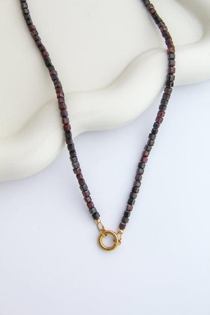 Garnet Charm Base Necklace