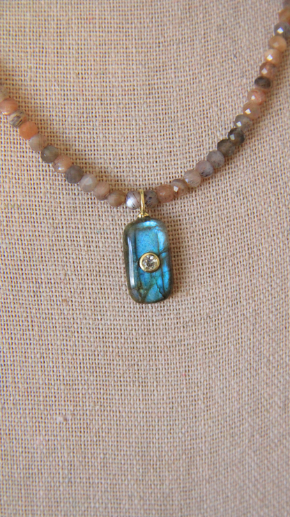 The Moonstone and Labradorite Candy Gemstone Necklace