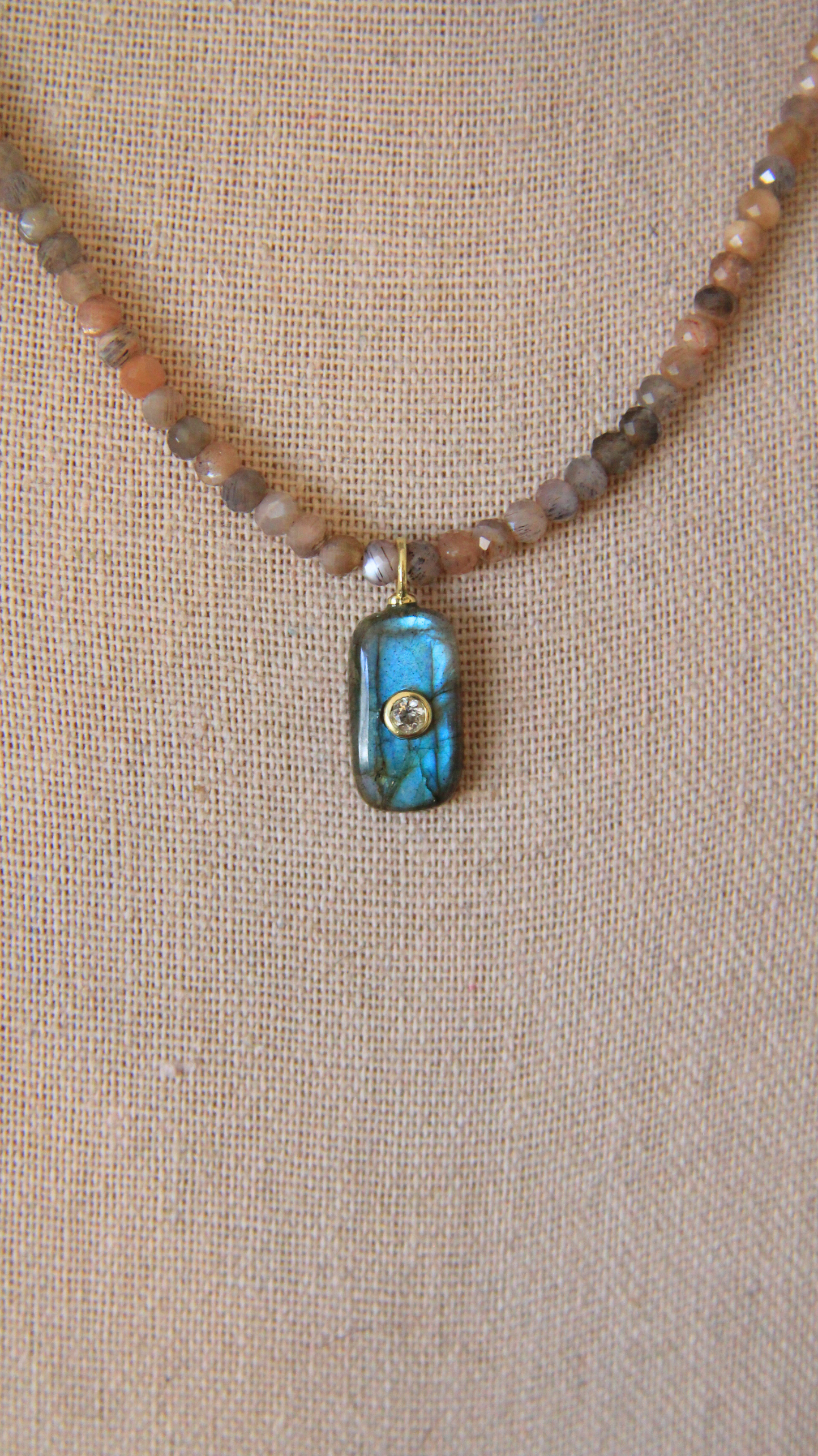 The Moonstone and Labradorite Candy Gemstone Necklace