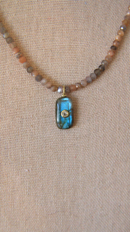 The Moonstone and Labradorite Candy Gemstone Necklace