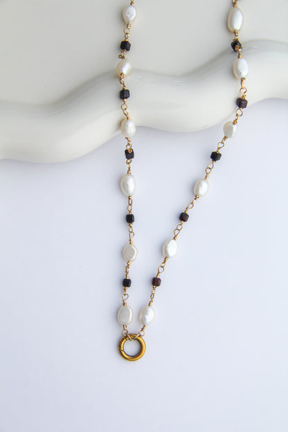 The Pearl and Garnet Charm Base Necklace