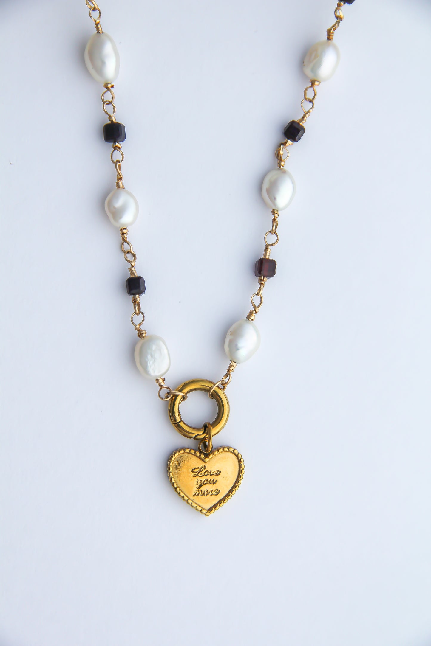 The Pearl and Garnet Charm Base Necklace