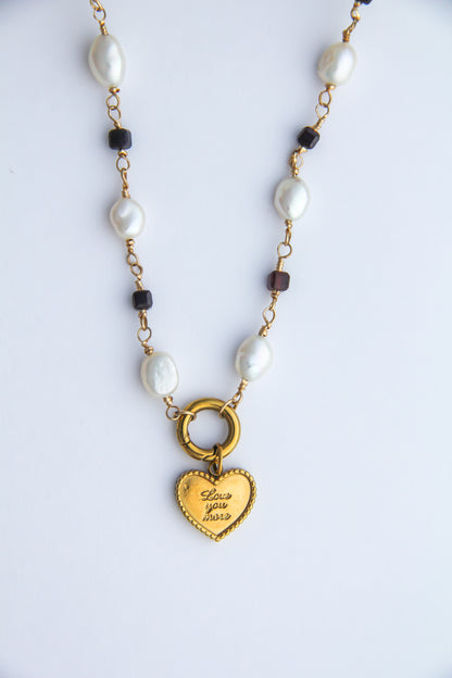 The Pearl and Garnet Charm Base Necklace