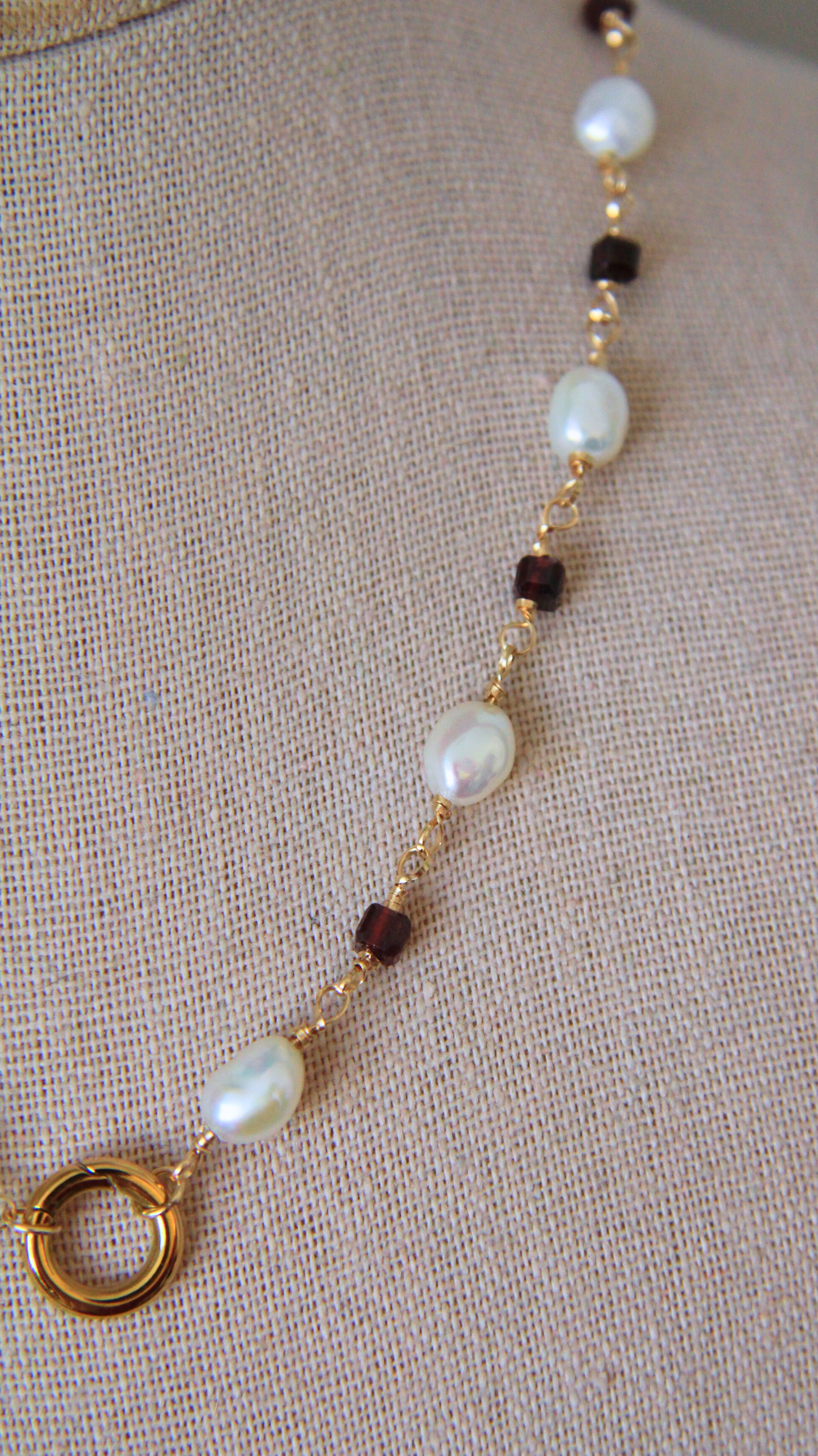 The Pearl and Garnet Charm Base Necklace
