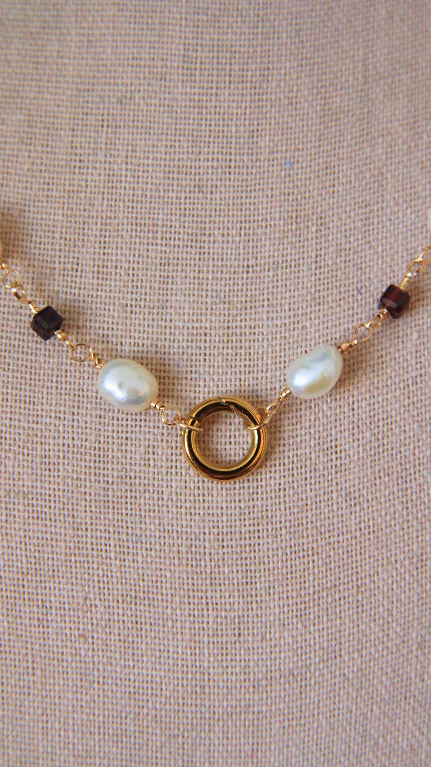 The Pearl and Garnet Charm Base Necklace