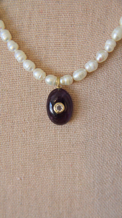 The Pearl and Amethyst Candy Gemstone Necklace