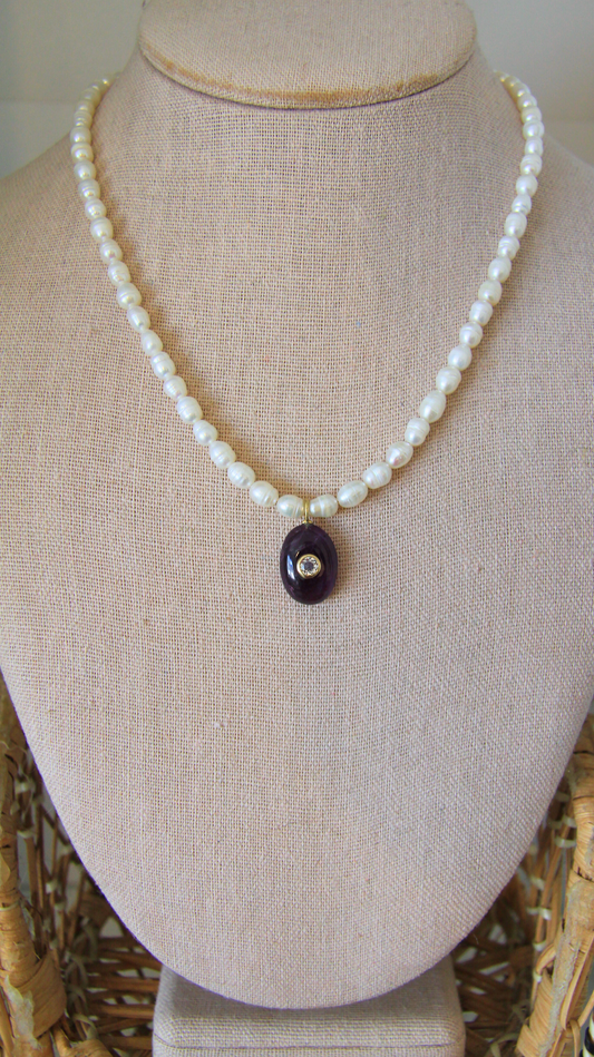 The Pearl and Amethyst Candy Gemstone Necklace