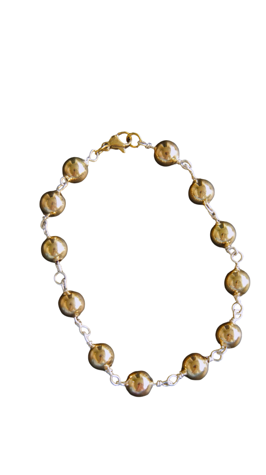 Large Silver & Gold Bead Bracelet