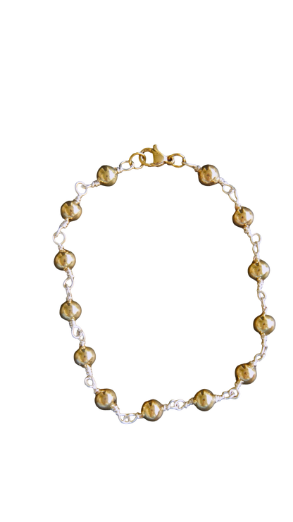 Medium Silver & Gold Bead Bracelet