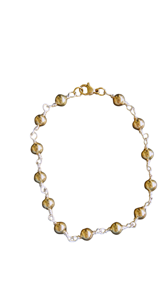 Medium Silver & Gold Bead Bracelet