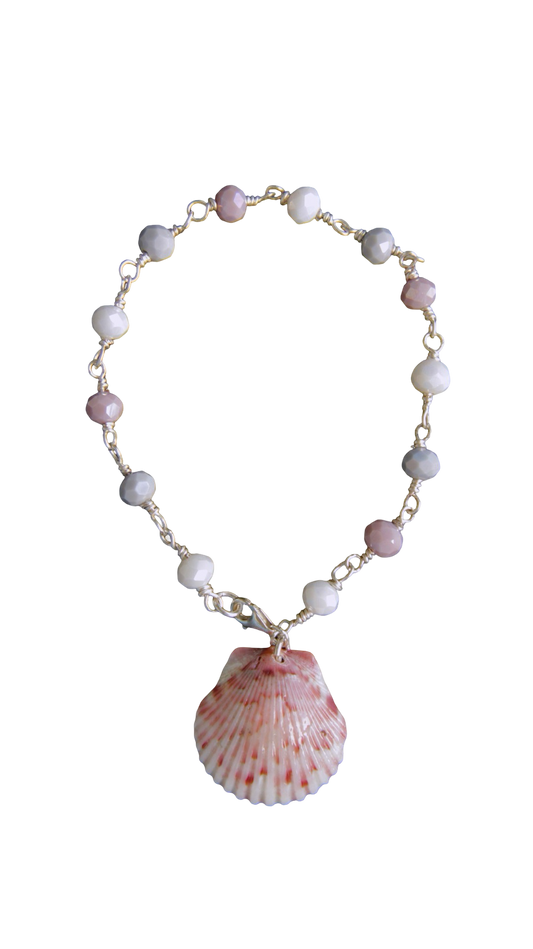 Mauve Beaded Shell Bracelet