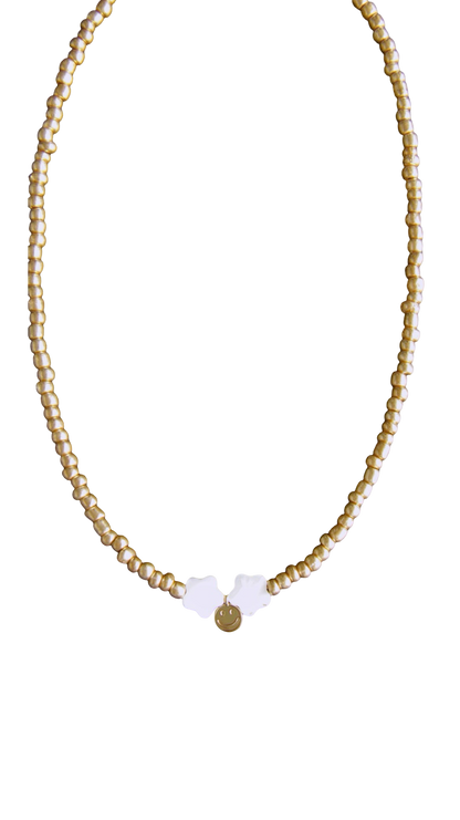 Gold Beaded Smiley Necklace