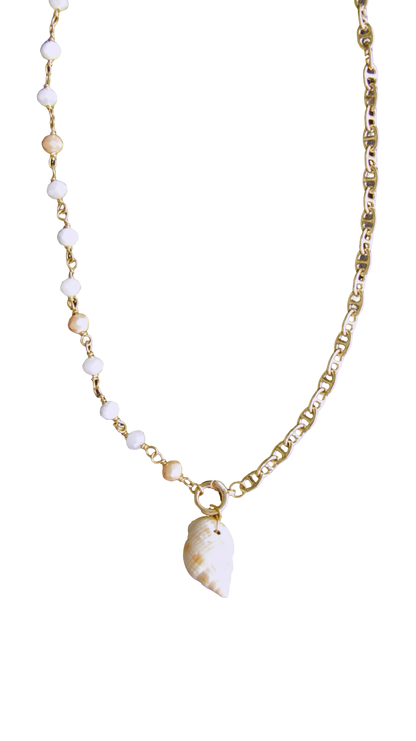 Sandy Half Chain Beaded Shell Necklace