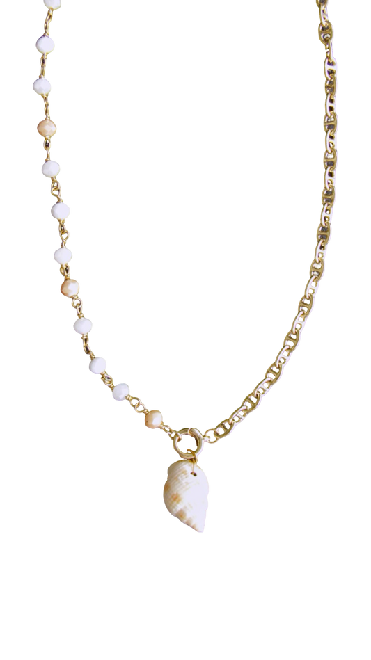 Sandy Half Chain Beaded Shell Necklace
