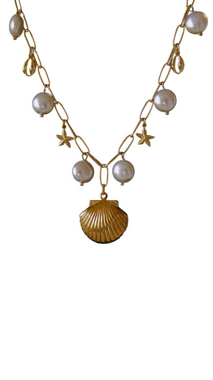 Ocean Lover Pearl and Charm Necklace