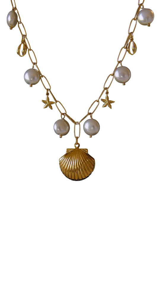 Ocean Lover Pearl and Charm Necklace