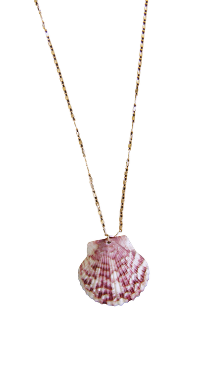 Purple & White Calico Shell Necklace
