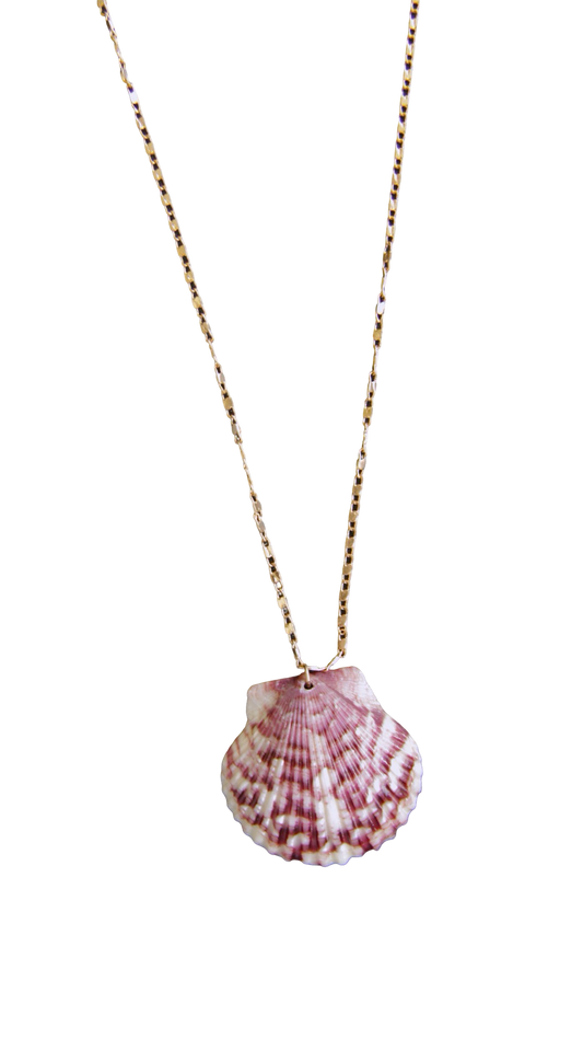 Purple & White Calico Shell Necklace