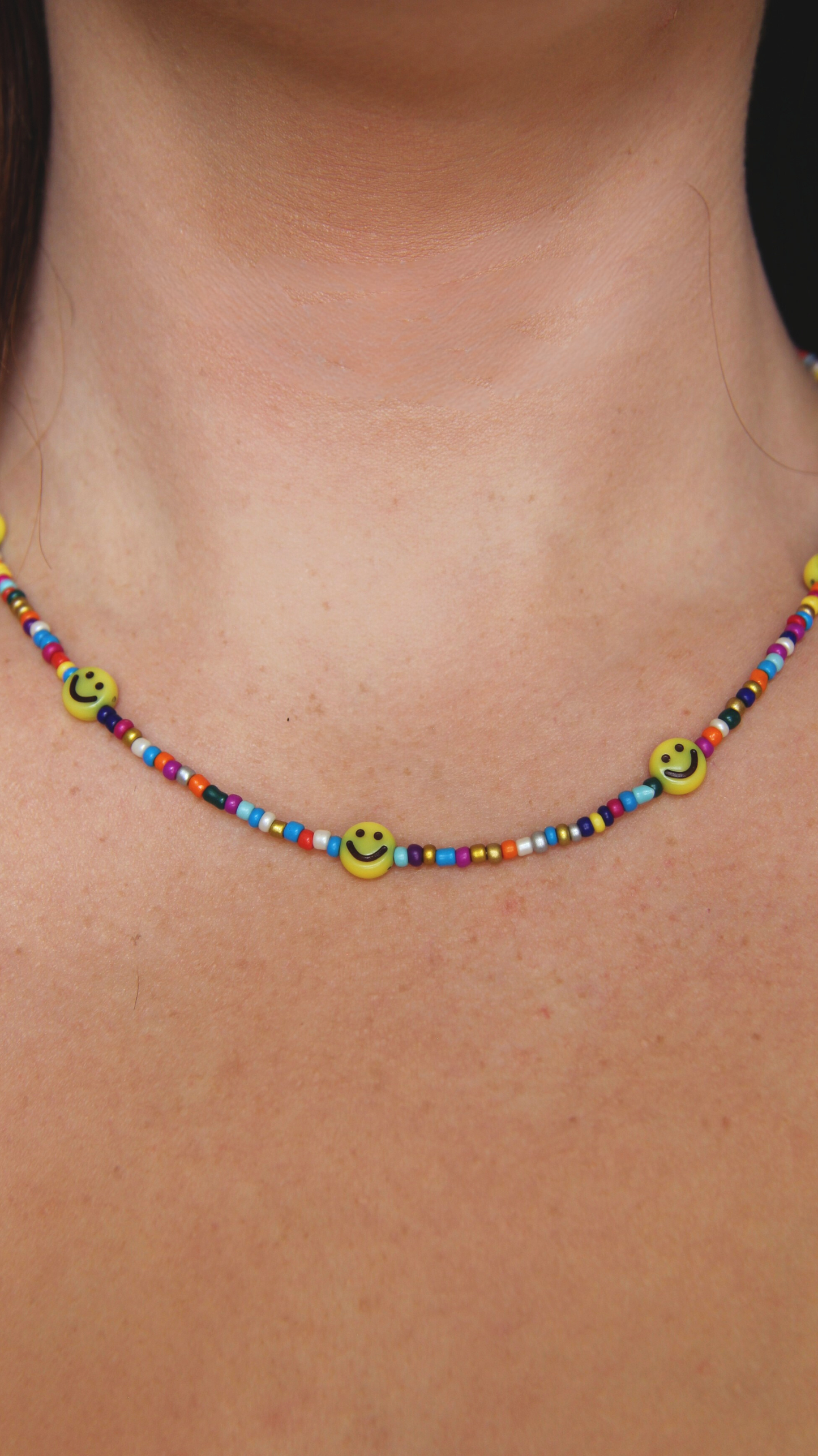The Rainbow Beaded Smiley Necklace