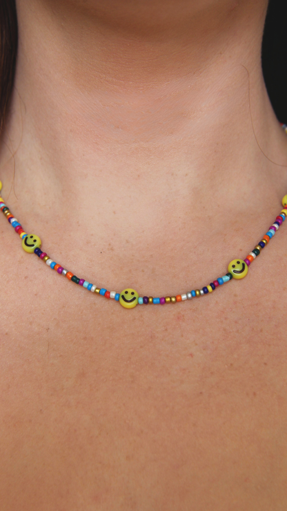 The Rainbow Beaded Smiley Necklace
