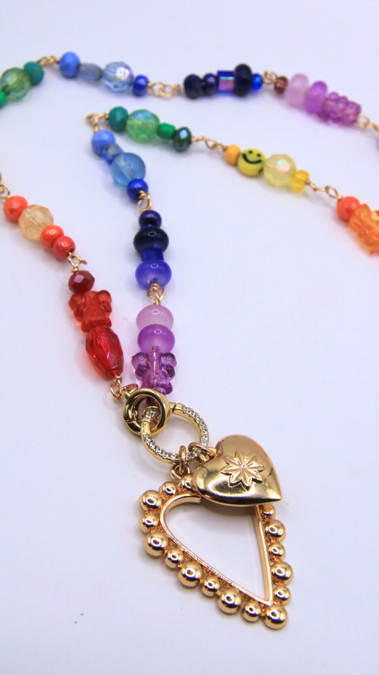 The Rainbow Beaded Wire Wrap Necklace