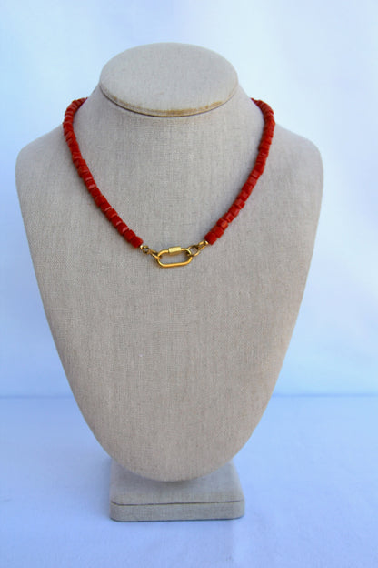 Red Square Czech Glass Charm Base Necklace